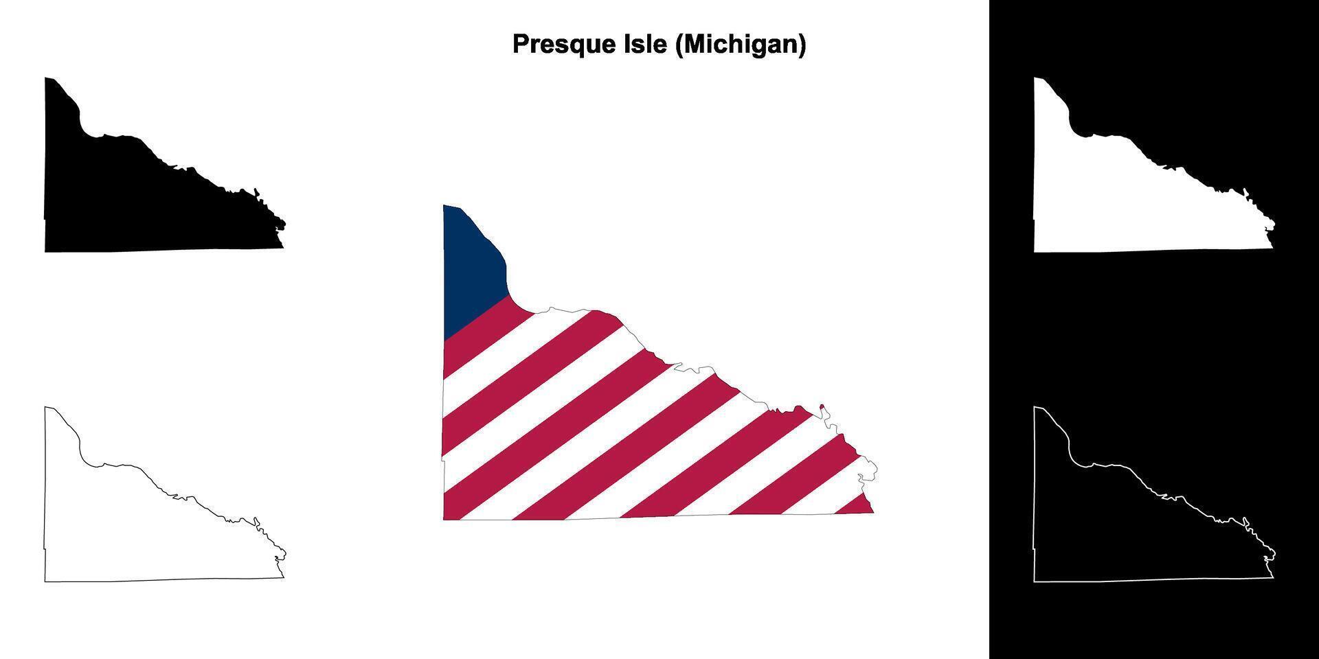 presque eiland district, Michigan schets kaart reeks vector