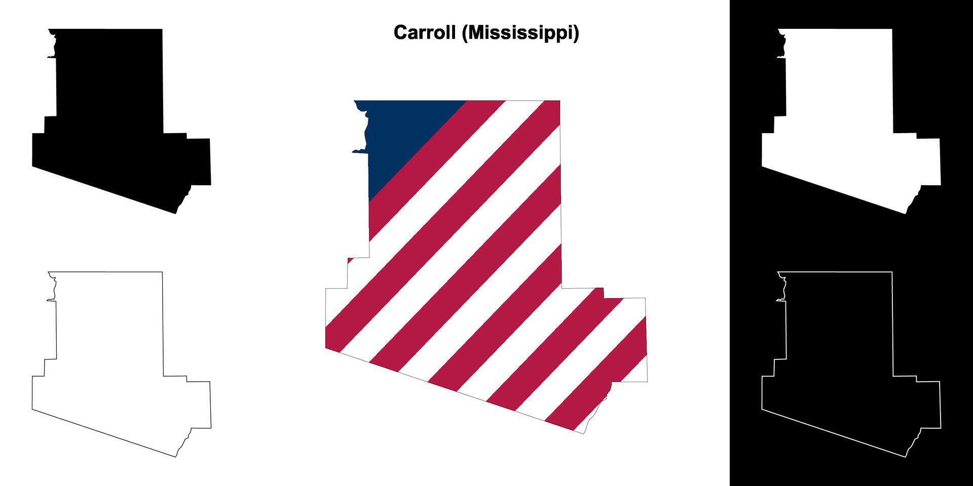 carroll district, Mississippi schets kaart reeks vector