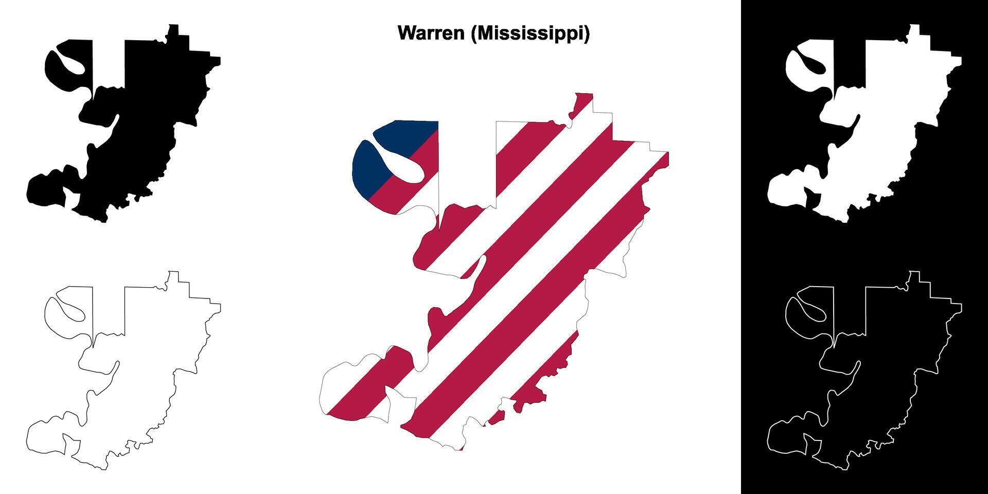 warren district, Mississippi schets kaart reeks vector