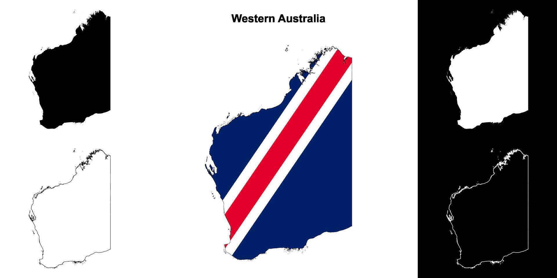 western Australië blanco schets kaart reeks vector