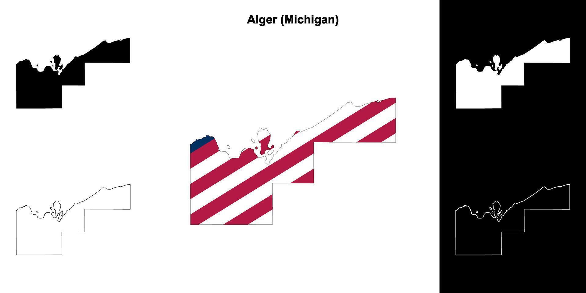 alger district, Michigan schets kaart reeks vector