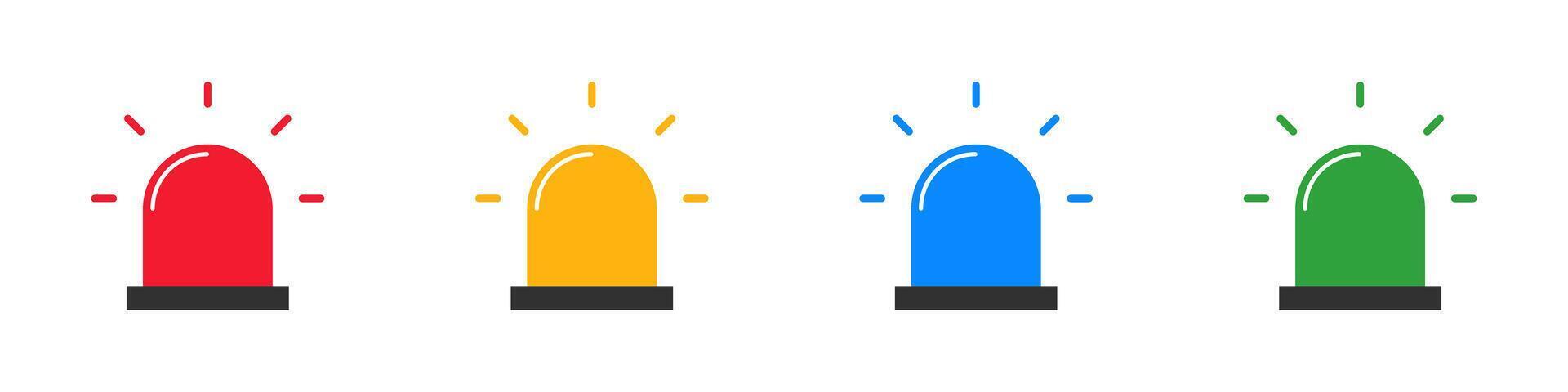 een reeks van pictogrammen voor lit roterend lichten. noodgeval sirenes en noodgeval waarschuwingen. Politie lampen. vector