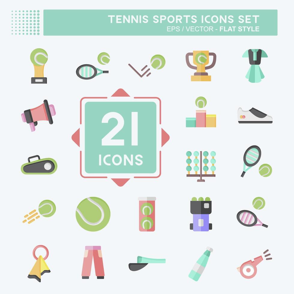 icoon reeks tennis sport. verwant naar hobby symbool. vlak stijl. gemakkelijk ontwerp illustratie vector