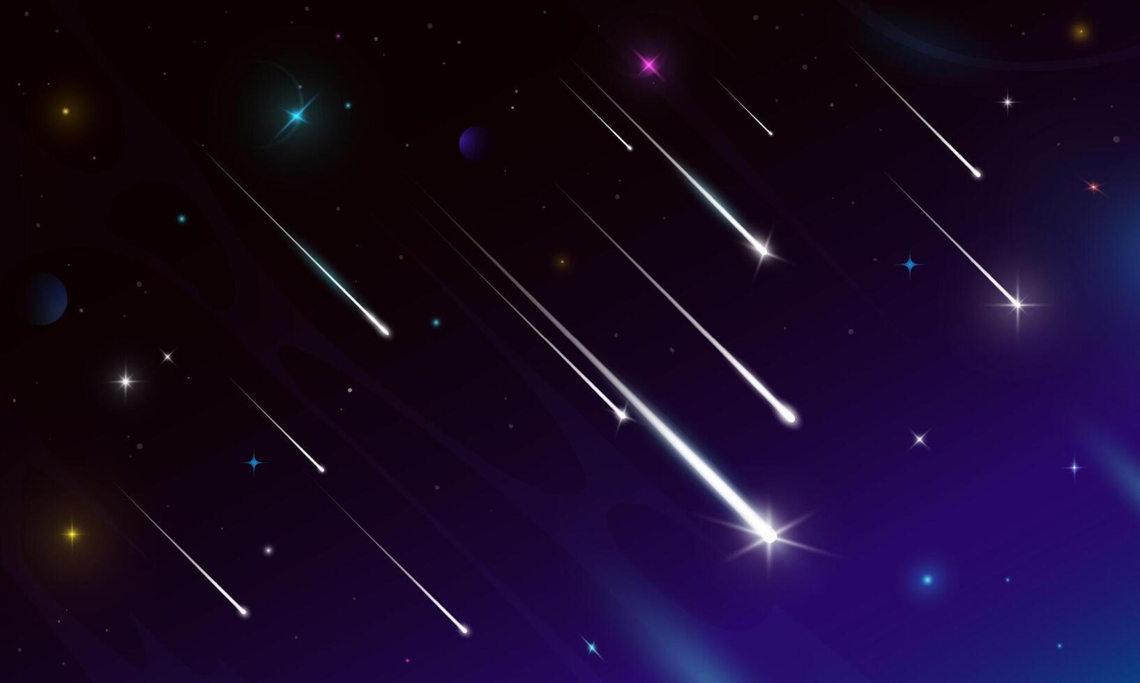 het schieten lucht sterren met paden, vallend kometen vector