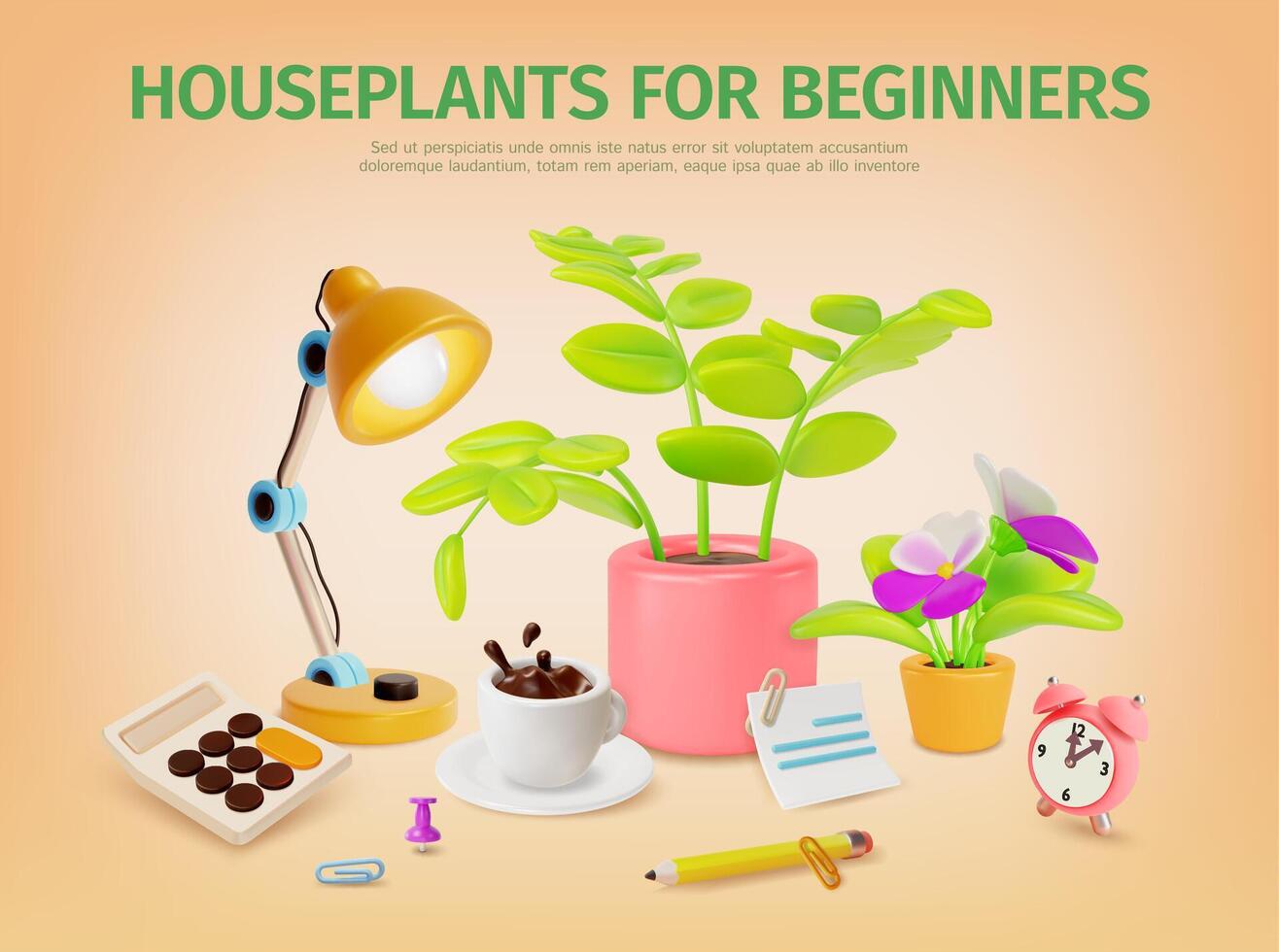 3d kamerplant voor beginners concept banier poster kaart tekenfilm vector