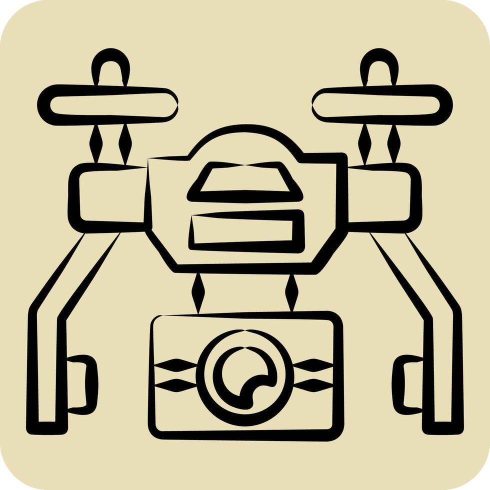 icoon automatisch drone. verwant naar dar symbool. hand- getrokken stijl. gemakkelijk ontwerp illustratie vector