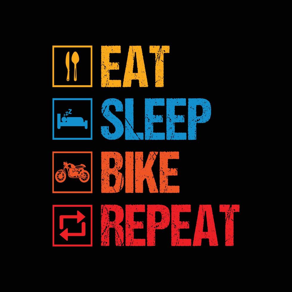 eet slaap fiets herhaal typografieontwerp voor t-shirt gratis vector