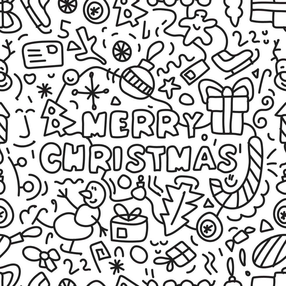 vrolijk kerstfeest doodle naadloos patroon vector