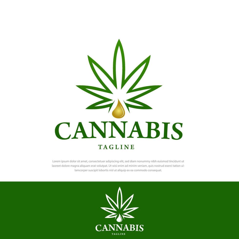 cannabis etherische olie druppels logo ontwerp medische marihuana vectorillustratie vector