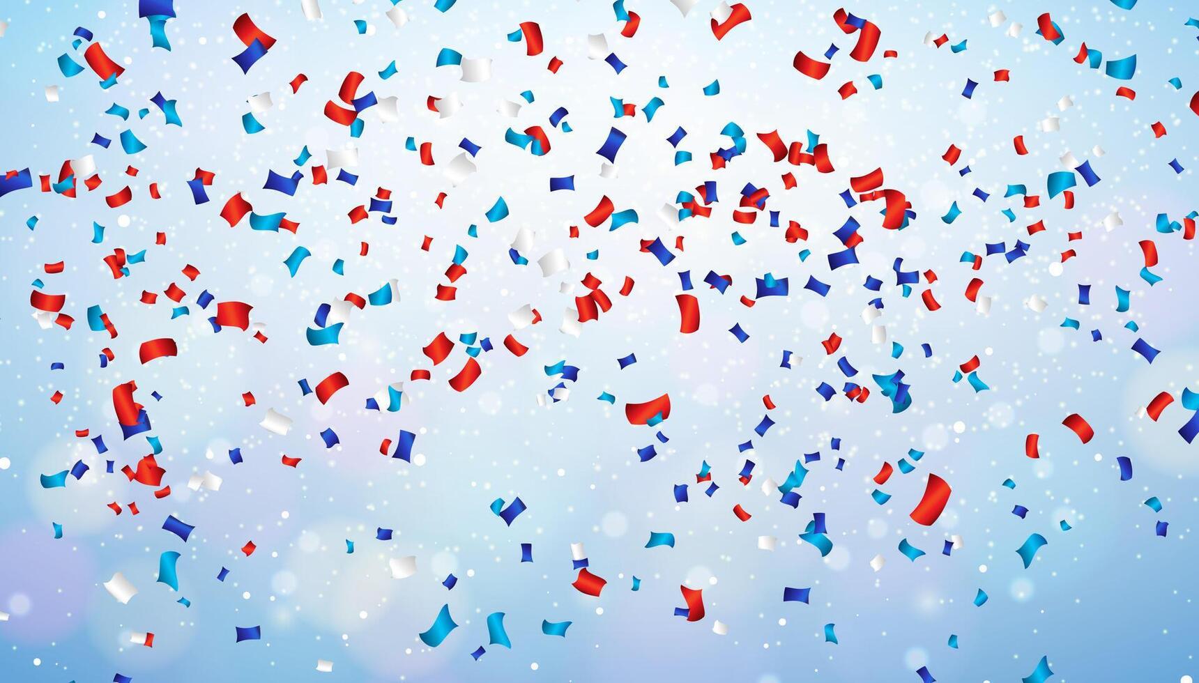 4e van juli onafhankelijkheid dag van de Verenigde Staten van Amerika illustratie met vallend Amerikaans vlag kleur confetti Aan glimmend licht achtergrond. vierde van juli nationaal viering ontwerp voor banier, groet kaart vector