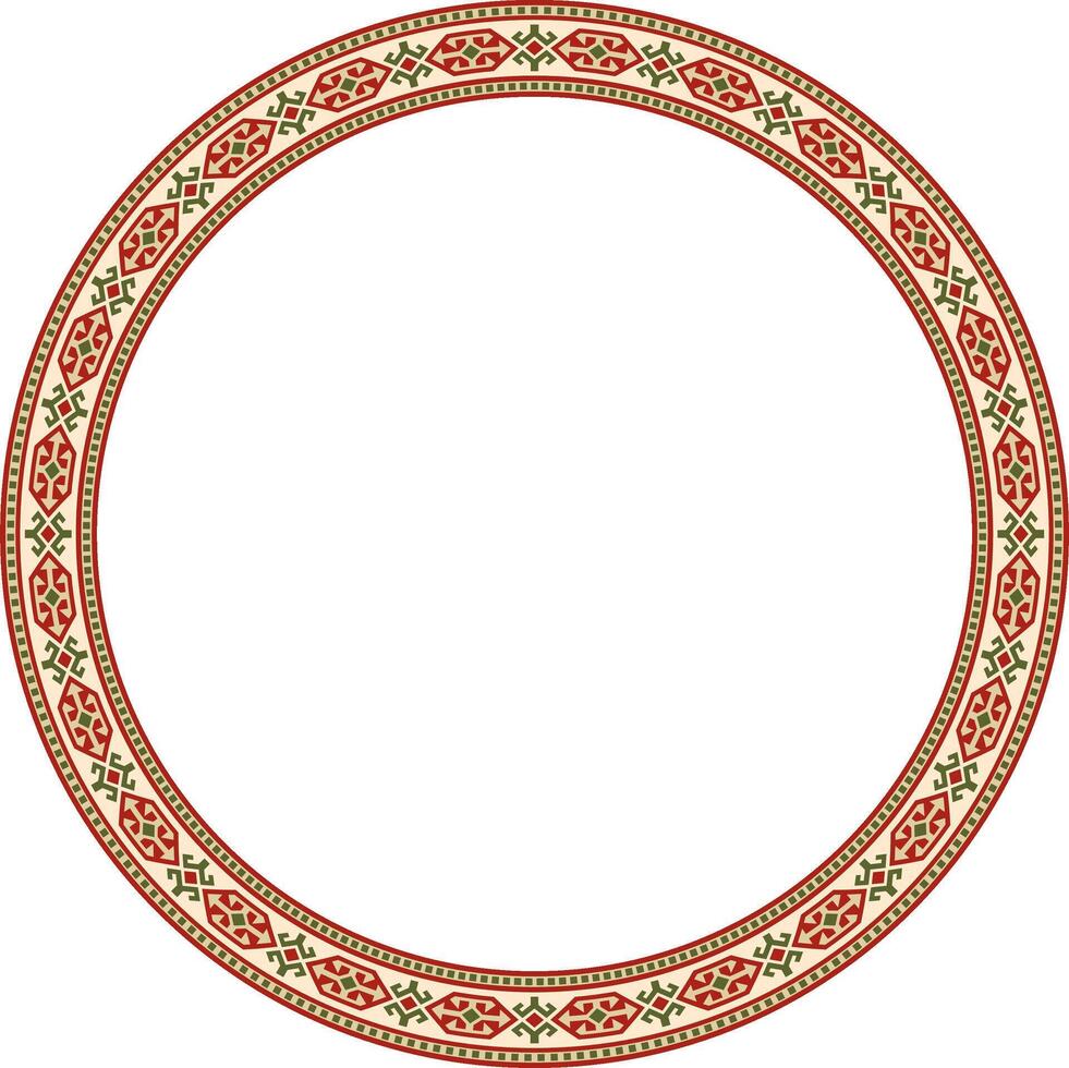 gekleurde ronde Kazachs nationaal ornament. etnisch patroon van de volkeren van de Super goed steppe, mongolen, Kirgizisch, kalmyks, .begraafplaatsen. cirkel, kader grens vector