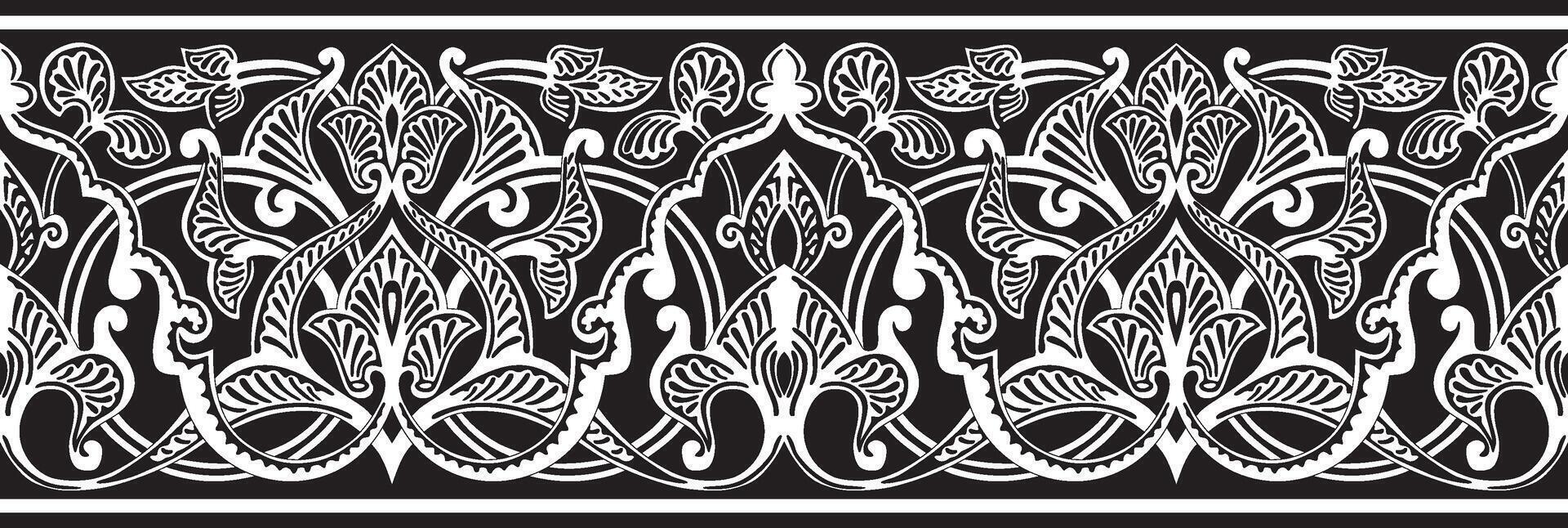 monochroom naadloos oosters nationaal ornament. eindeloos etnisch bloemen grens, Arabisch volkeren kader. Perzisch schilderen. vector