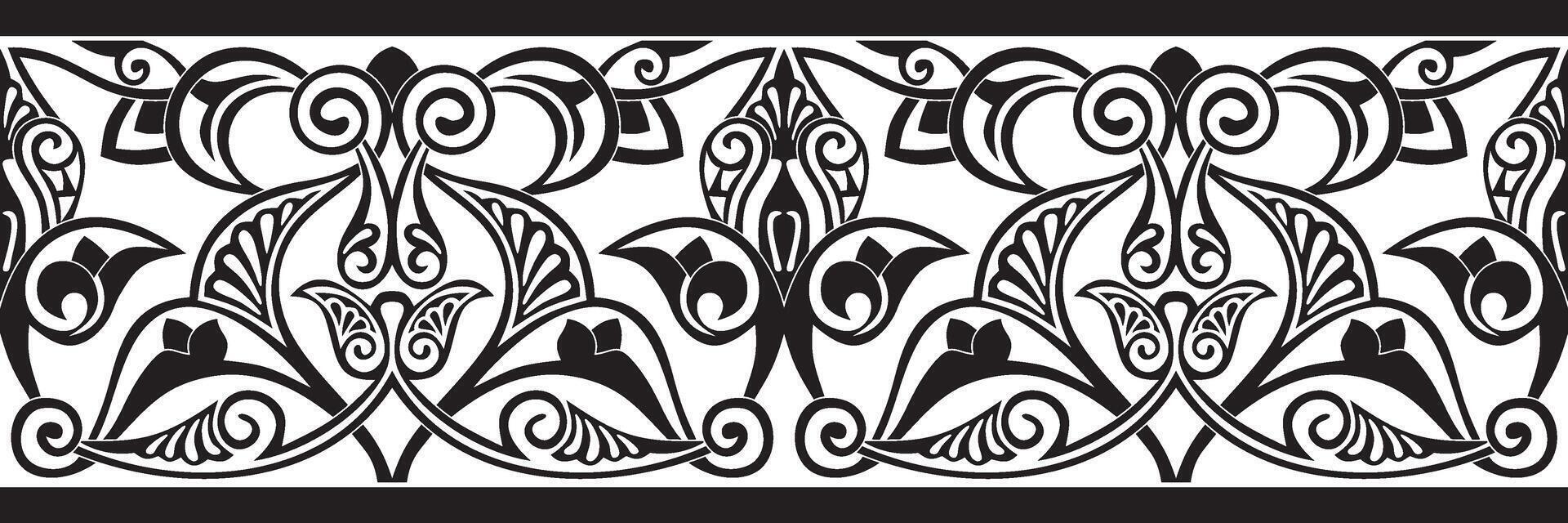 monochroom naadloos oosters nationaal ornament. eindeloos etnisch bloemen grens, Arabisch volkeren kader. Perzisch schilderen. vector