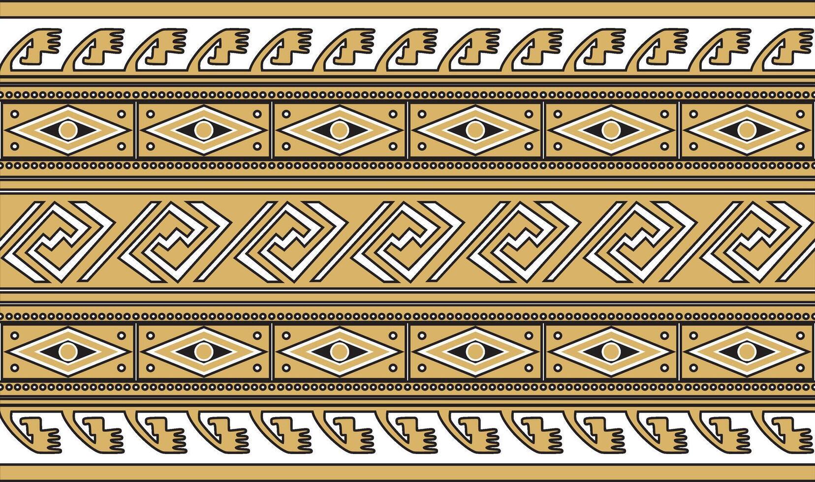 naadloos gouden grens ornament. inheems Amerikaans stammen kader. vector