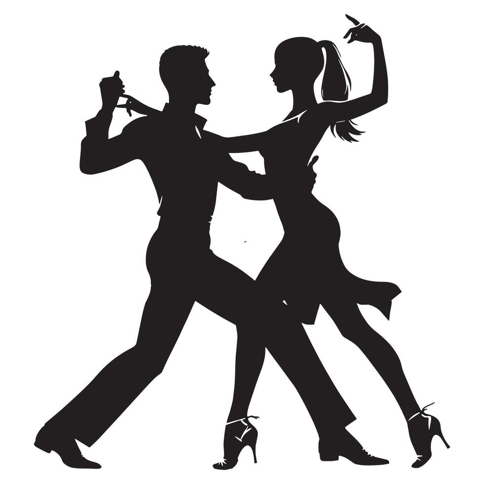 paar pasodoble dans silhouet vector