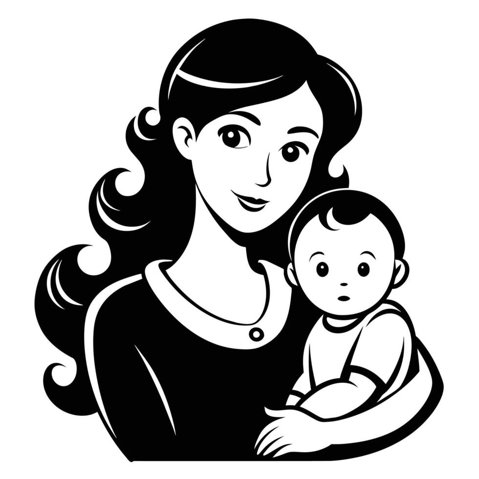 onvoorwaardelijk liefde, moeder en baby silhouet vector
