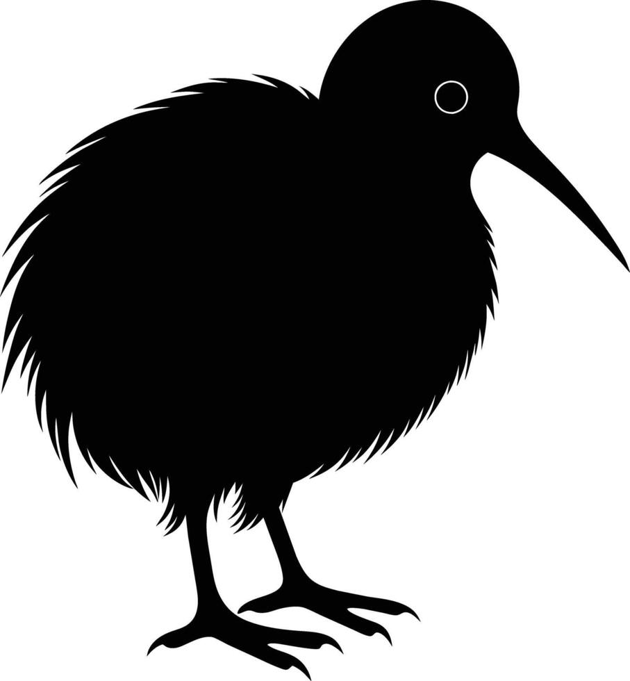 een zwart en wit silhouet van een kiwi vogel vector