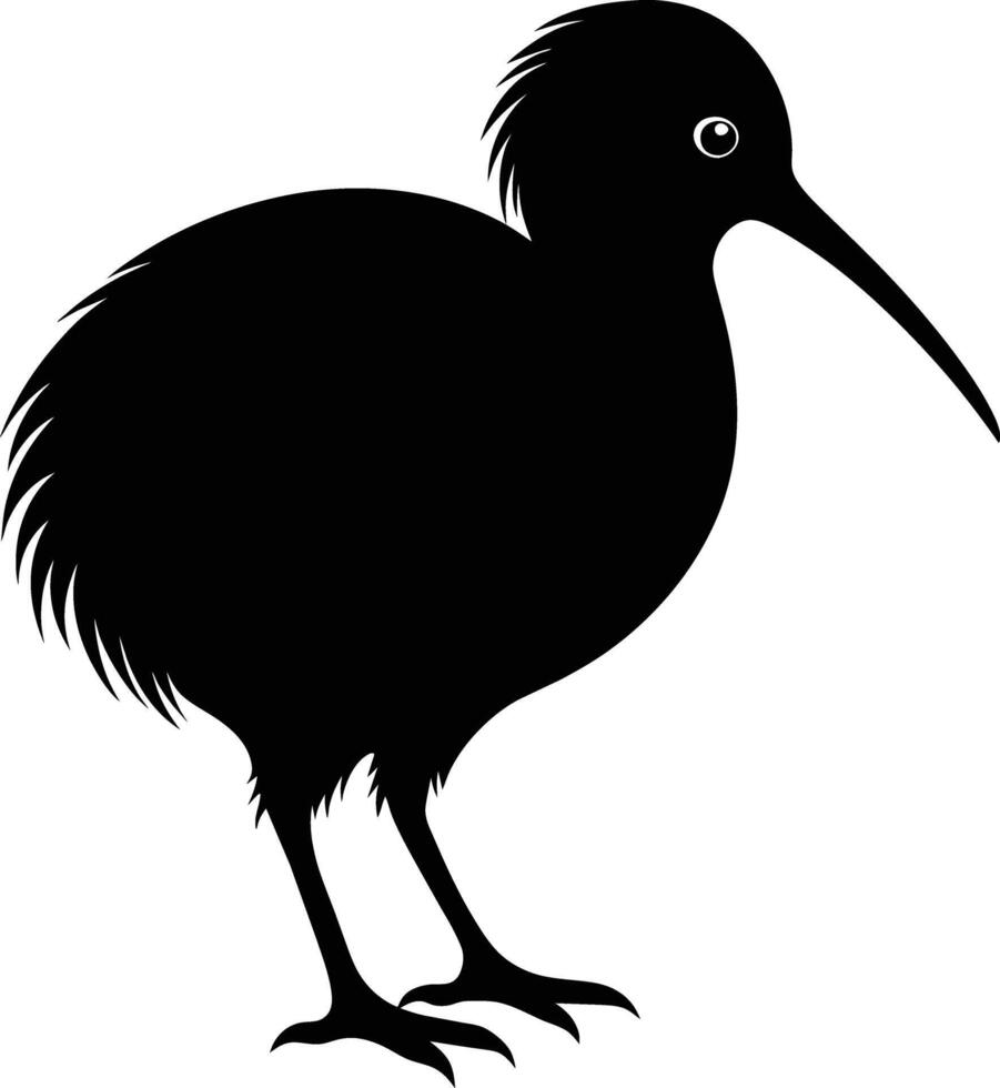 een zwart en wit silhouet van een kiwi vogel vector