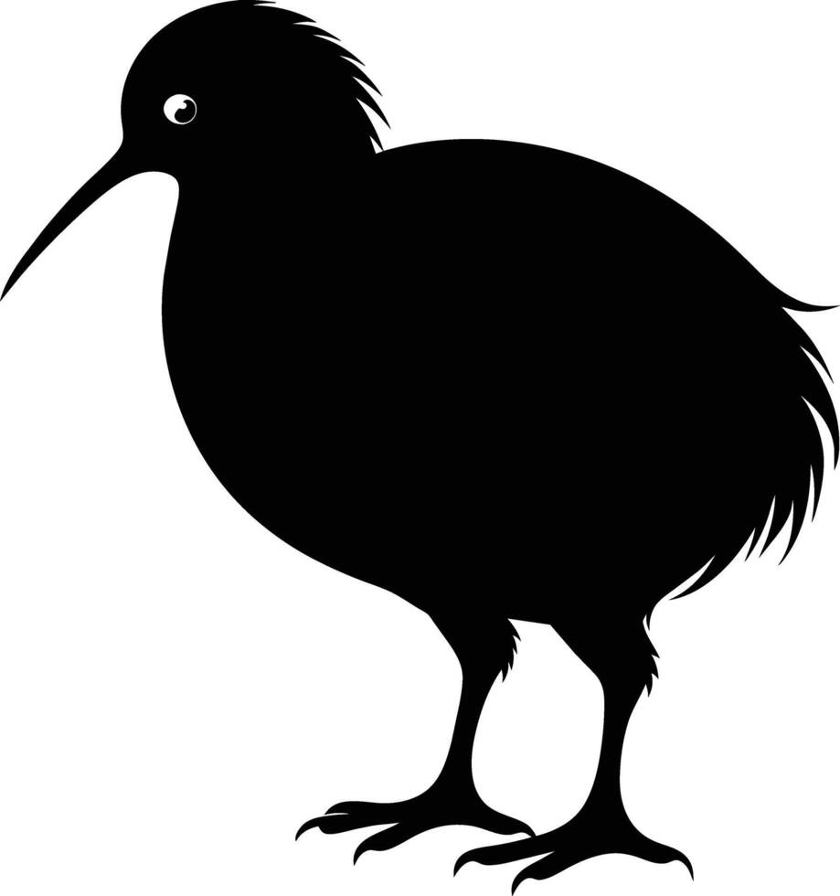 een zwart en wit silhouet van een kiwi vogel vector