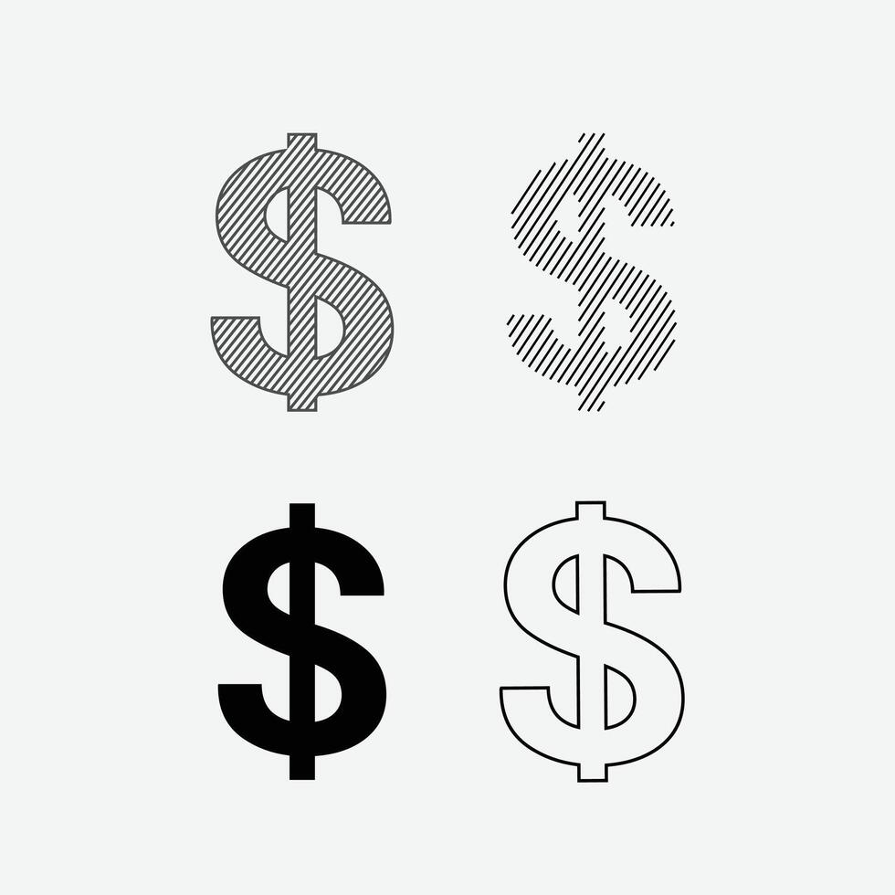 verzameling van dollar pictogrammen pak vector