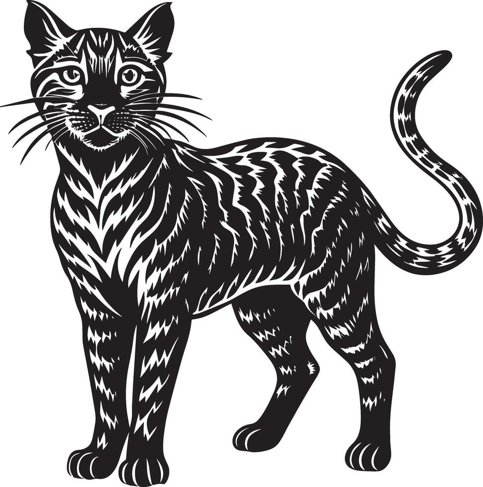 tribal kat. zwart en wit illustratie. vector