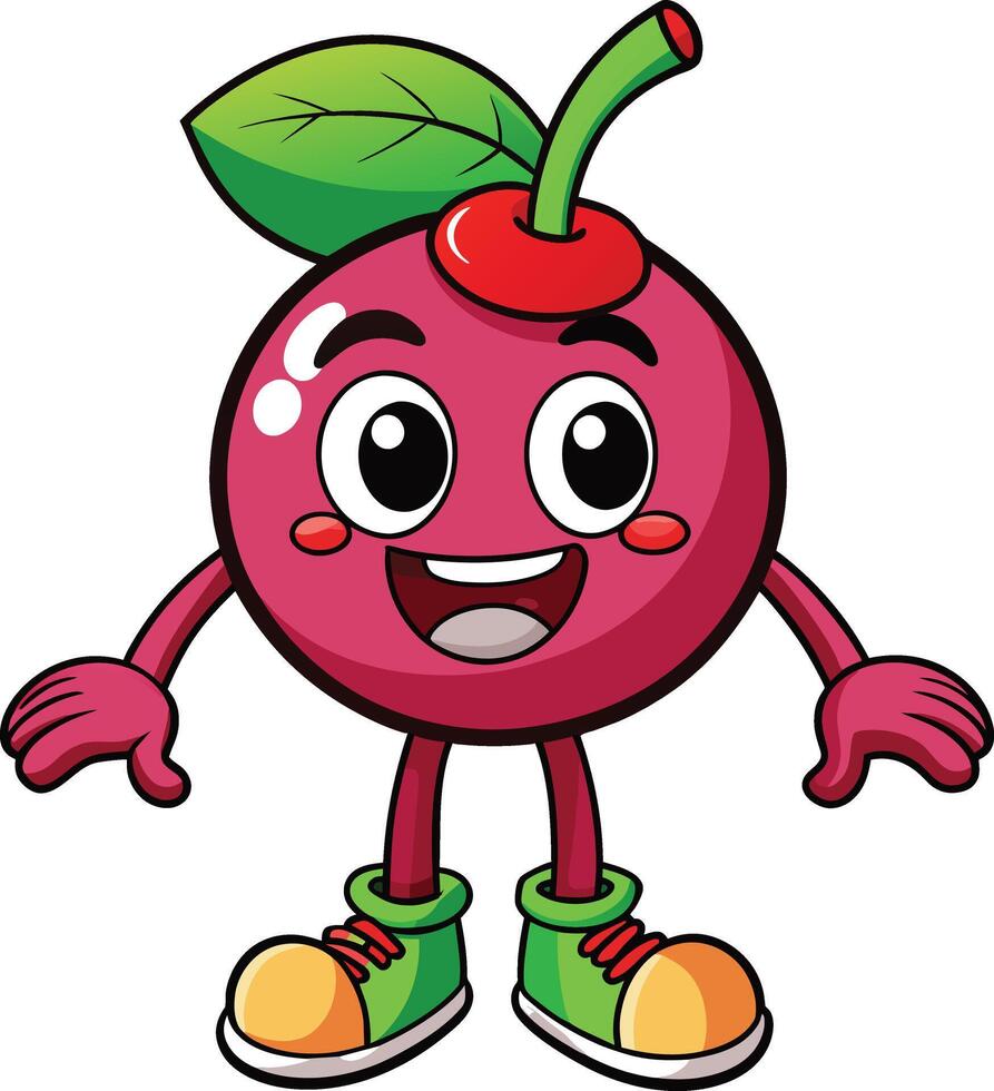 schattig kers fruit karakter geïsoleerd Aan een wit achtergrond illustratie. vector