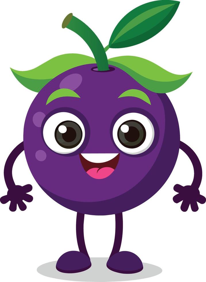 Purper Pruim fruit tekenfilm karakter geïsoleerd Aan wit achtergrond illustratie. vector