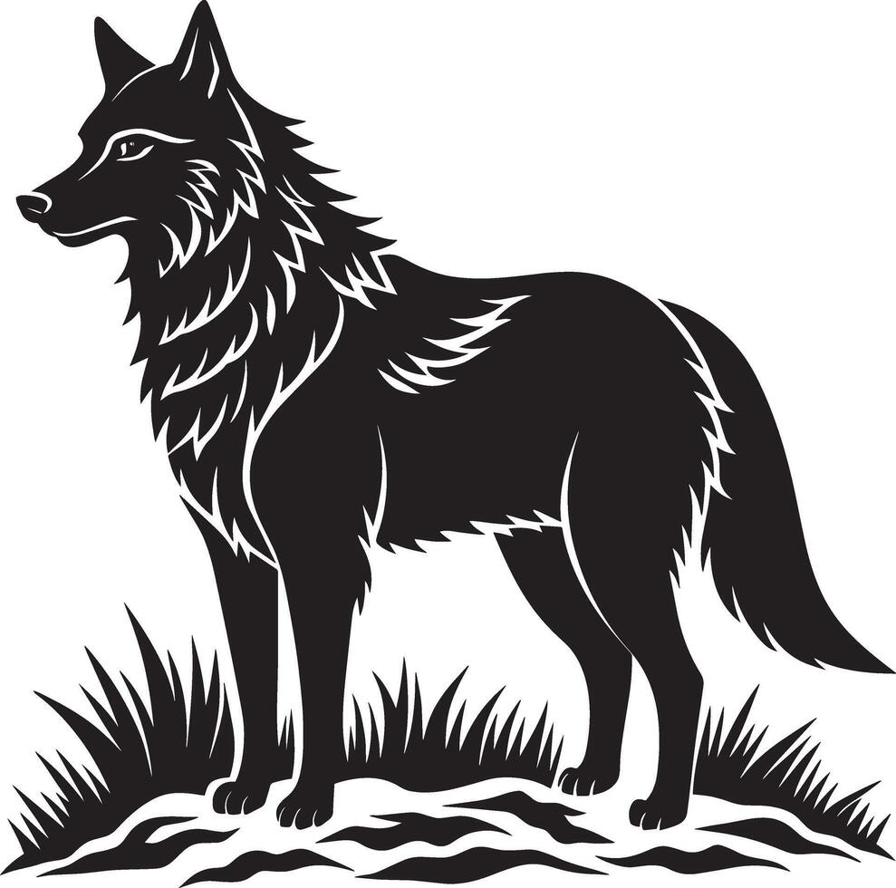 wolf - zwart en wit illustratie voor tatoeëren of t-shirt ontwerp vector