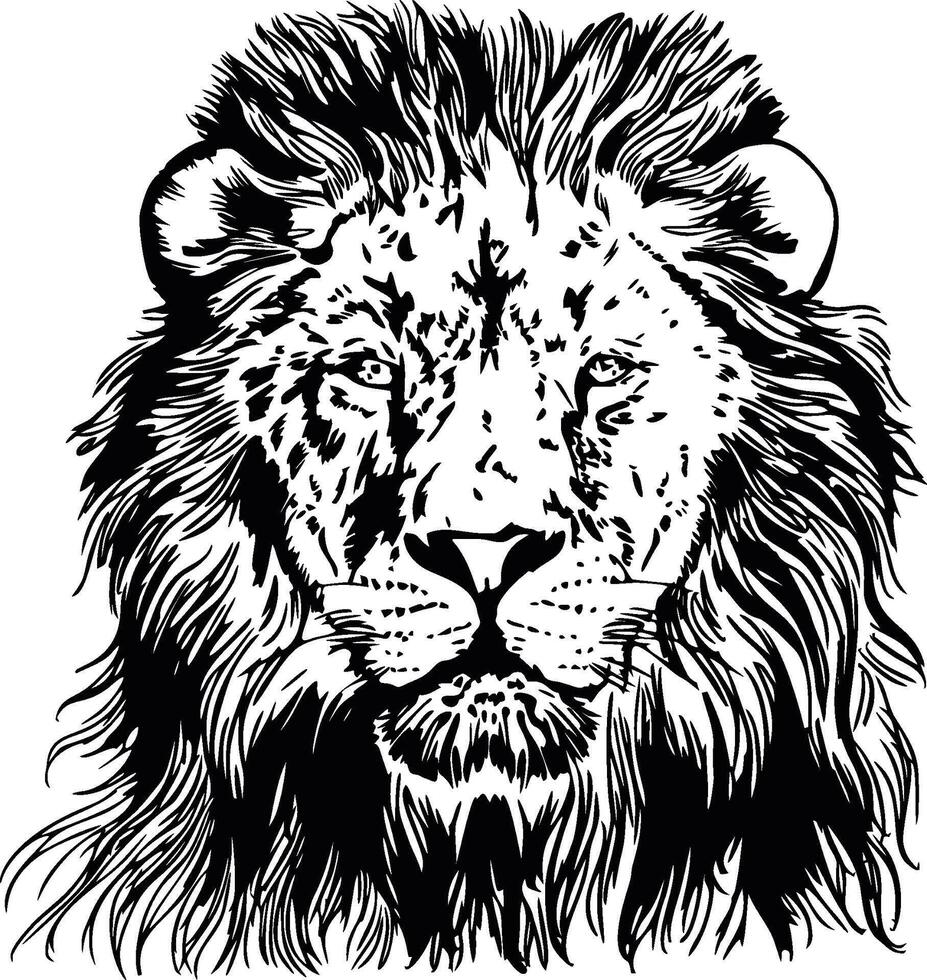 majestueus dichtbij omhoog van leeuw hoofd illustratie vector