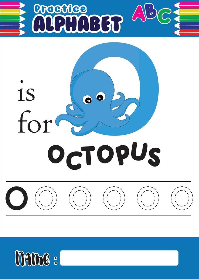 alfabet letter o leren met schattige octopus vector