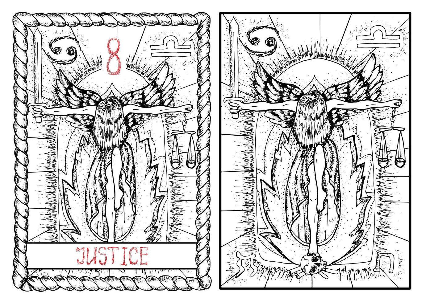 de tarot kaart, hand- getrokken gegraveerde illustratie, mysticus en esoterisch concept vector