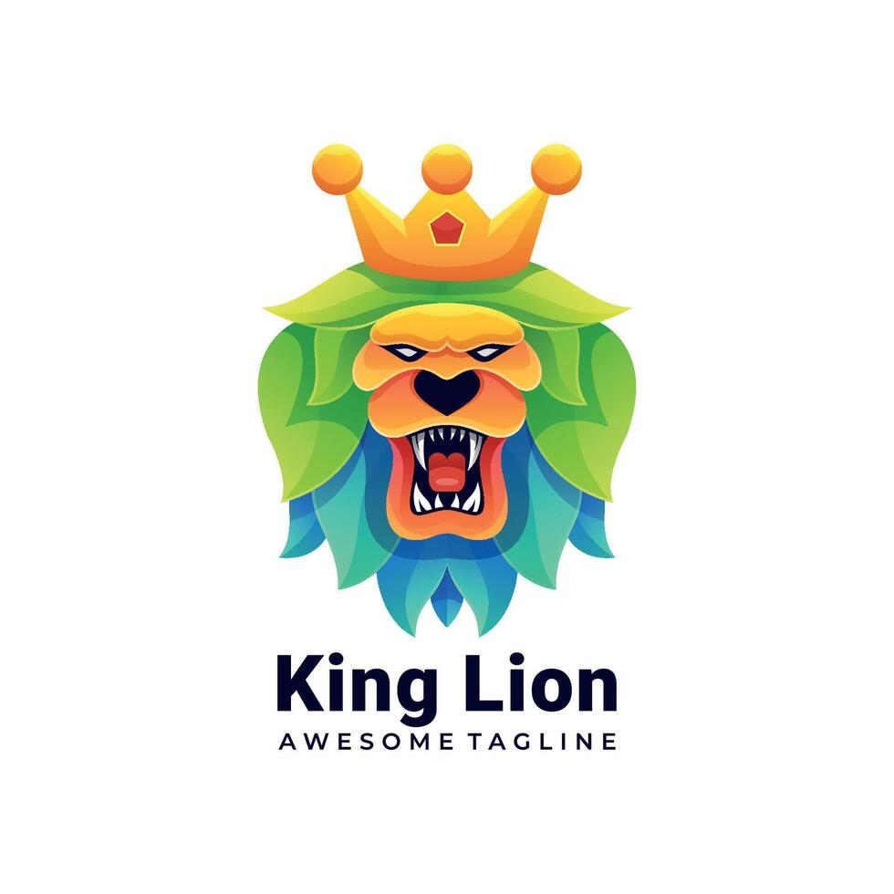 kleurrijk koning leeuw logo illustratie sjabloon vector