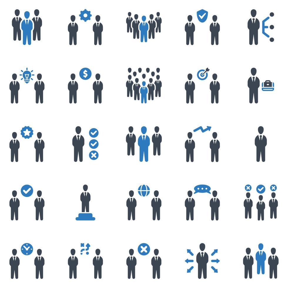 zakenmensen icon set - vectorillustratie. bedrijf, mensen, team, groep, leider, leiderschap, teamwork, zakenman, baas, administratie, pictogrammen. vector