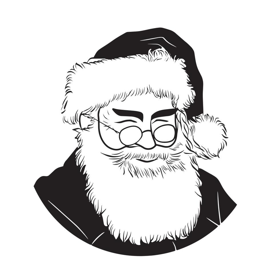 santaclaus vector illustratie kunst zwart-wit potrait