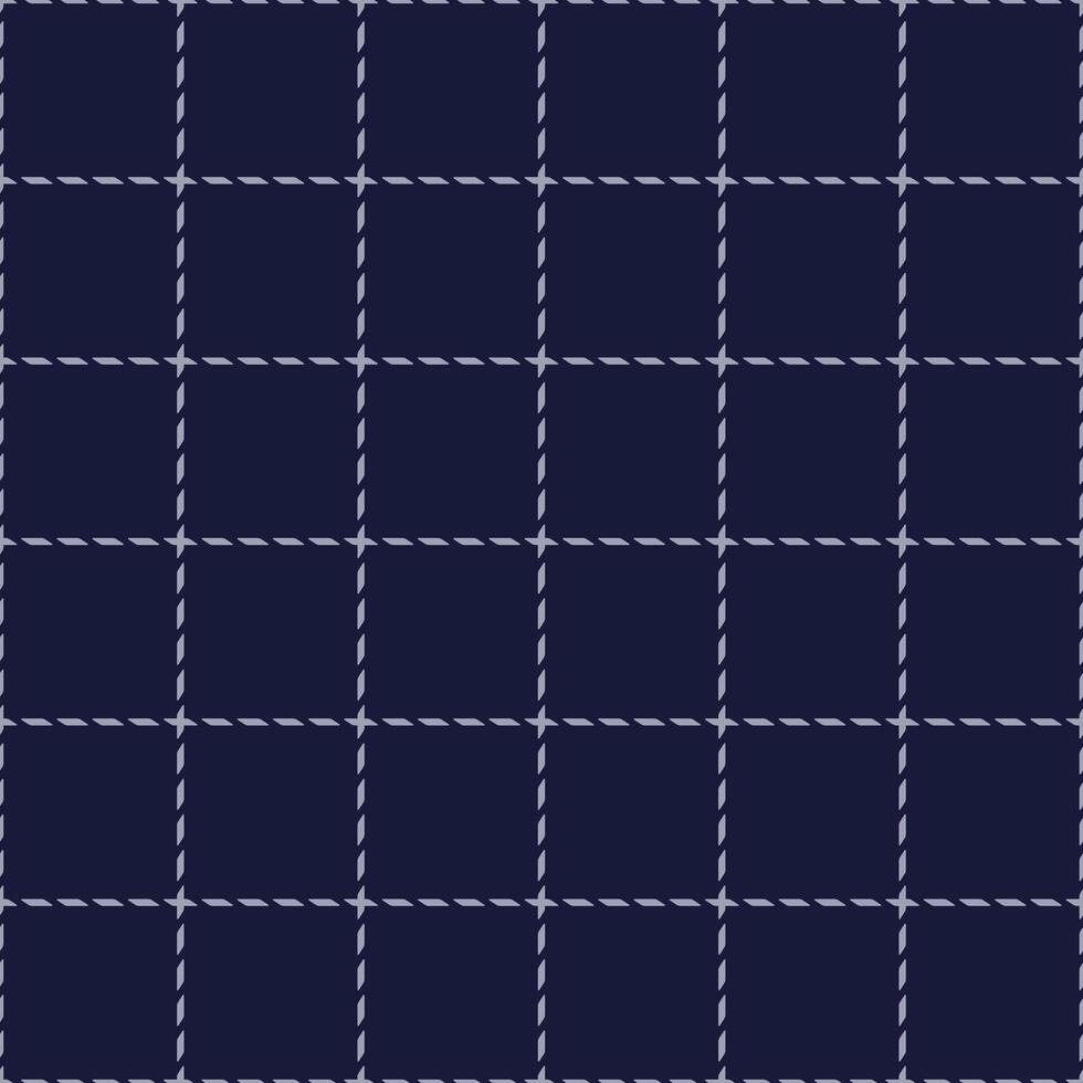 een donker blauw plaid kleding stof ontwerp tattersall patroon. minimaal abstract geo- lineal klassiek Schotse ruit controleren achtergrond vector