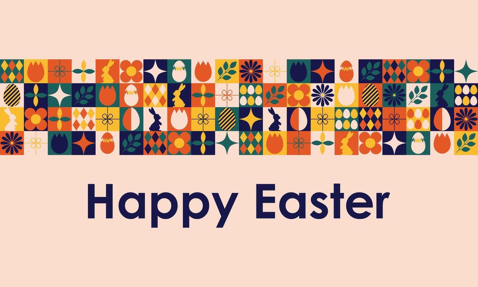 gelukkig Pasen modern kleurrijk mozaïek- banier met meetkundig vormen. illustratie vector