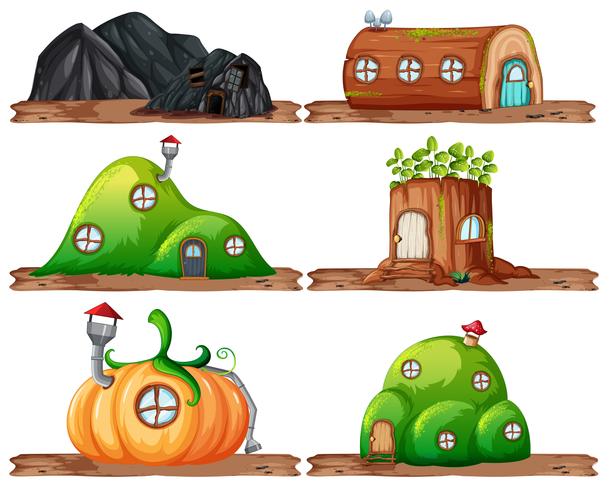 Set van sprookjes huis vector