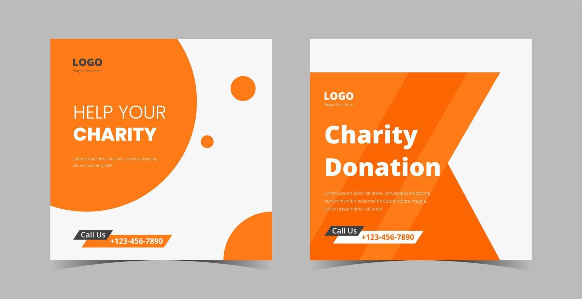 liefdadigheidsondersteuning social media ontwerpsjabloonbundel. liefdadigheidsdonatie posterontwerp vector