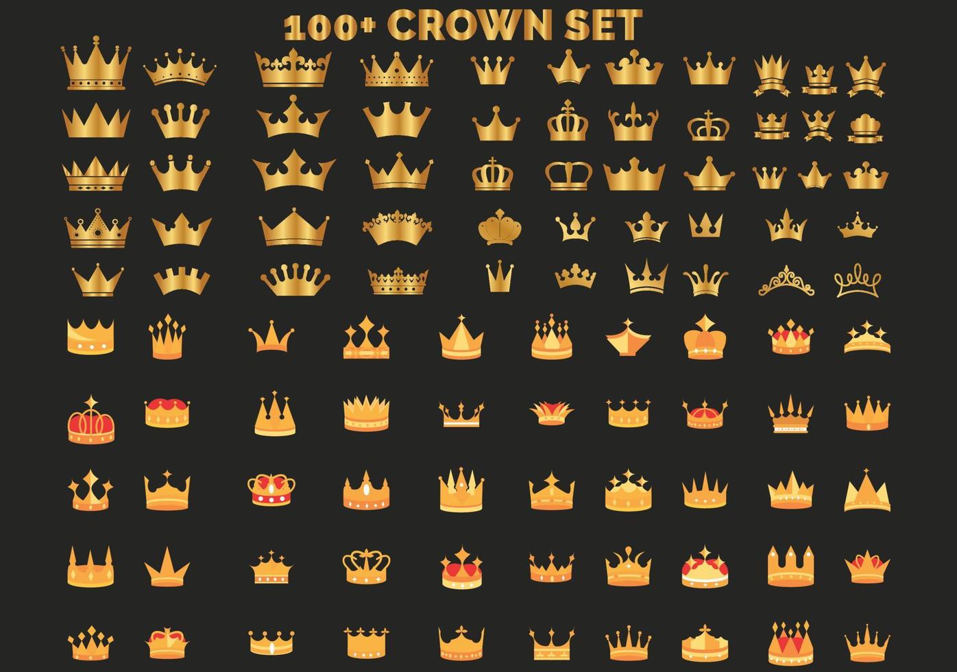 mega crown-logo en pictogramontwerpbundel vector