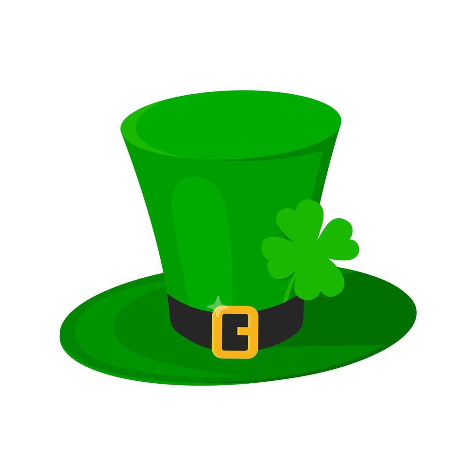 heilige patrick dag kabouter groene hoed met klaver klaverblad icoon. vector