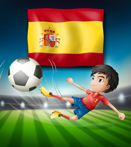 Vlag van Spanje en voetbal speler vector