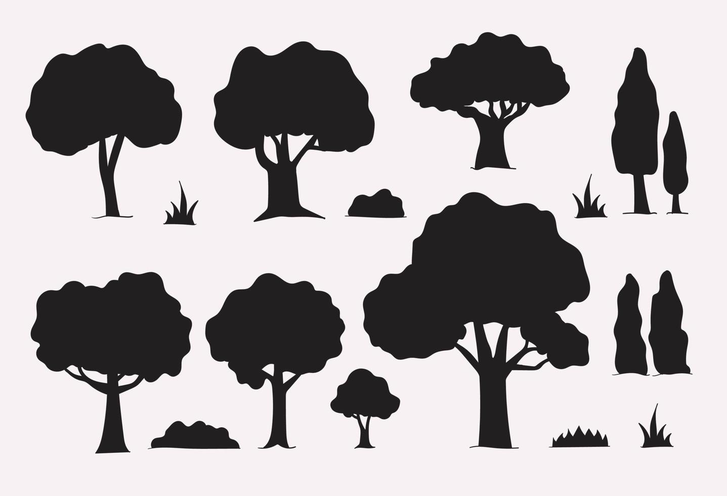 set van verschillende boom silhouet vector