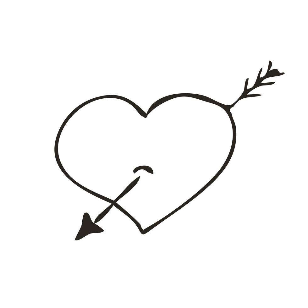 doodle gebroken hart pictogram. liefde symbool. schattige hand getekende grafische illustratie geïsoleerd op een witte achtergrond. eenvoudig overzichtsstijlteken. kunst schets patroon vector