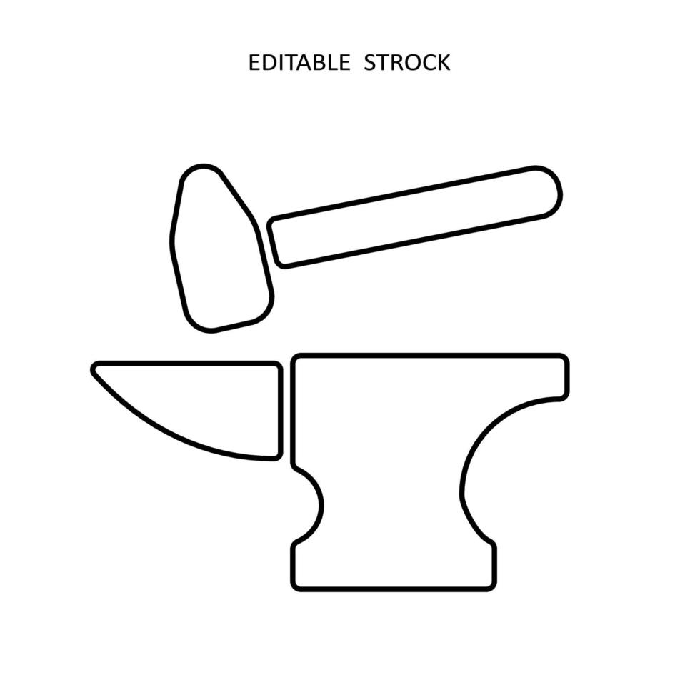 smid pictogram. aambeeld en hamer voor smeden vector