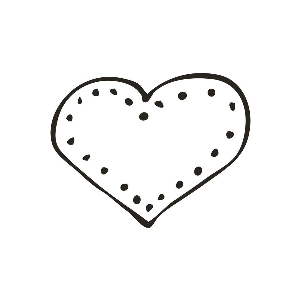 doodle hart pictogram. liefde symbool. schattig hand getekend vector grafische illustratie geïsoleerd op een witte achtergrond. eenvoudig overzichtsstijlteken. kunst schets patroon