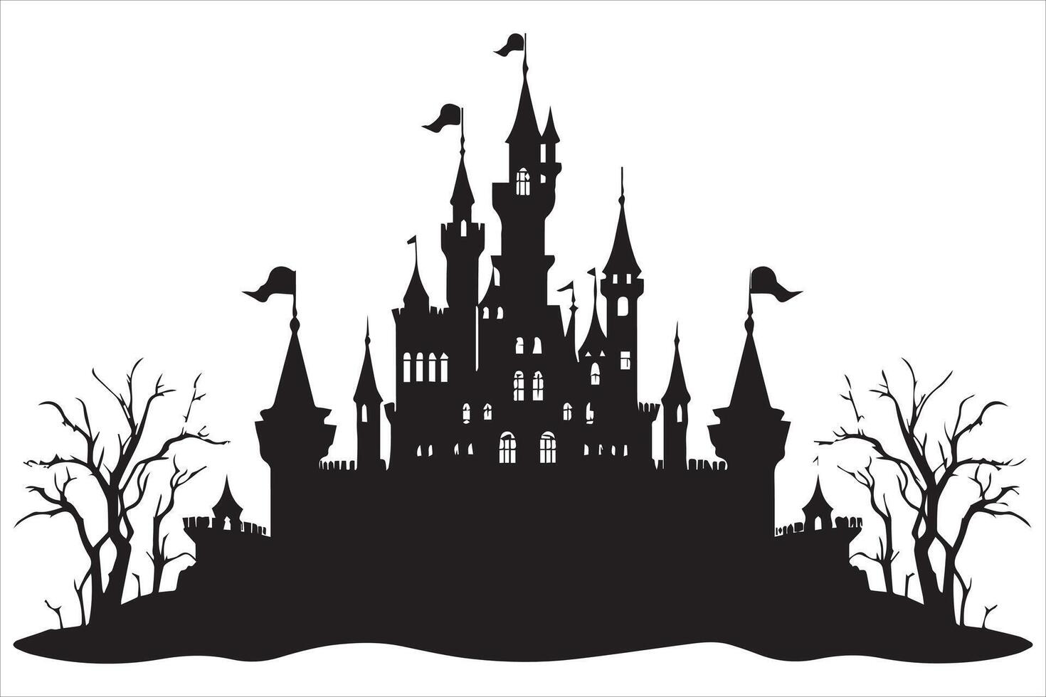 halloween heks huis silhouet ontwerp pro vector