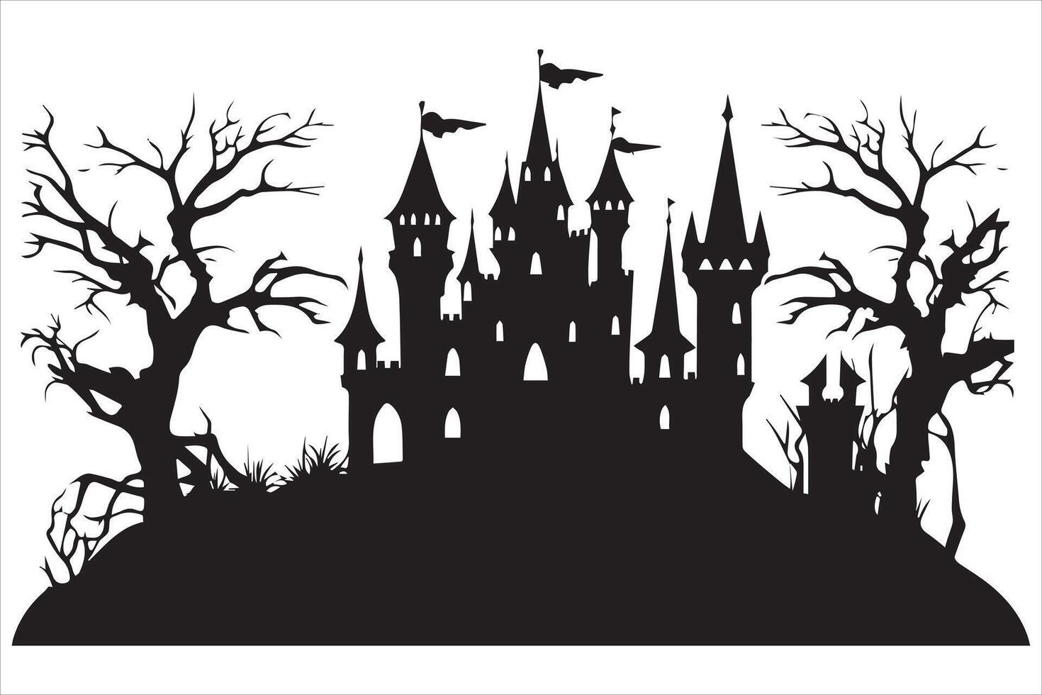 halloween heks huis silhouet ontwerp pro vector