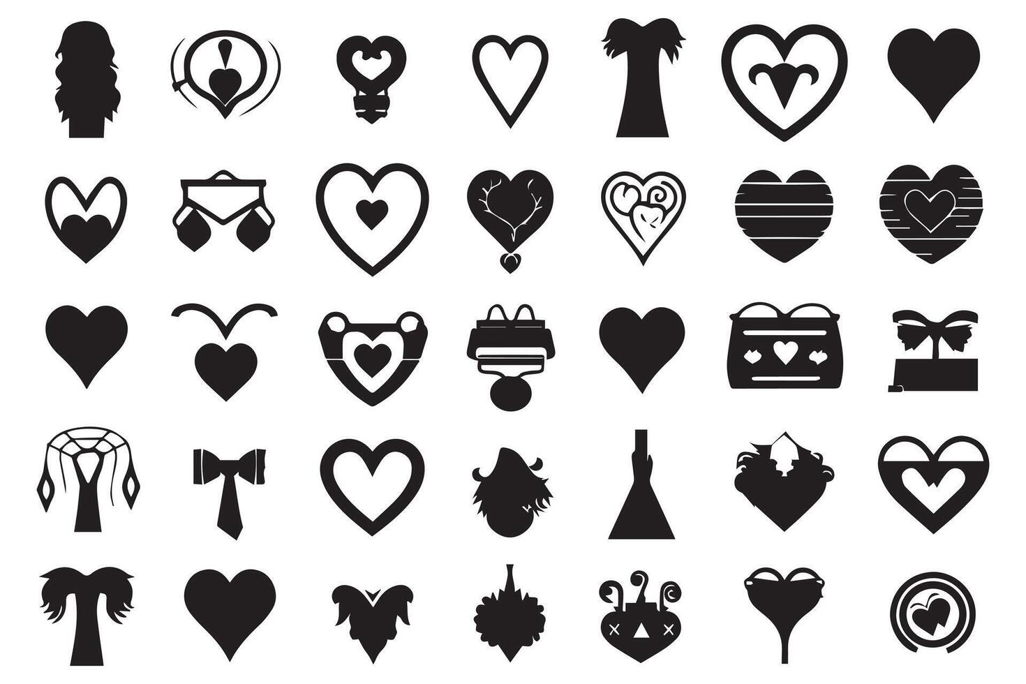 bundel van harten liefde reeks pictogrammen silhouet illustratie ontwerp pro vector