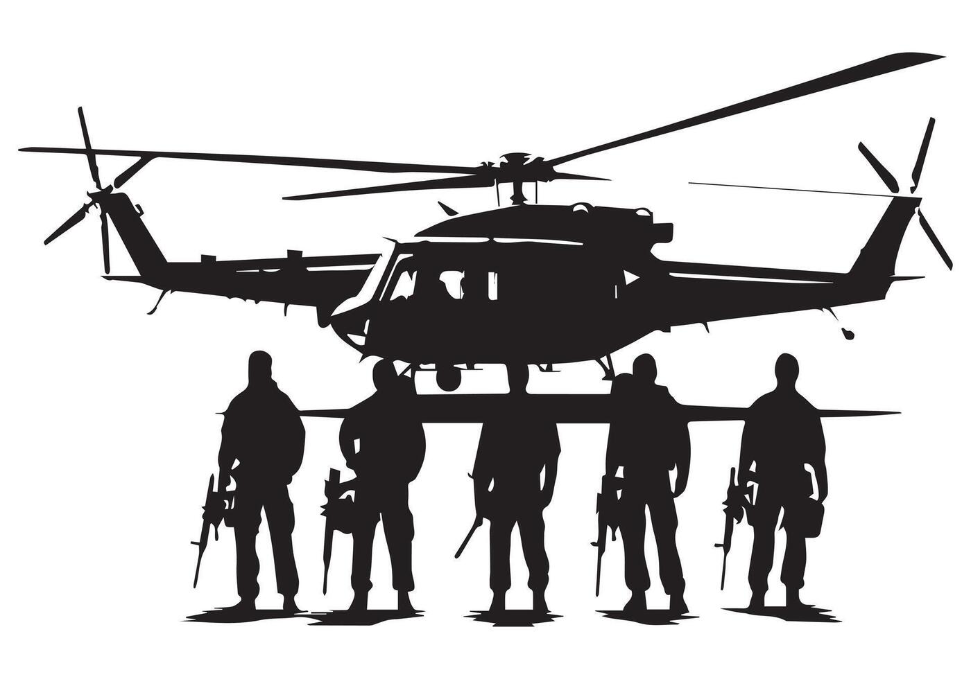 leger helikopter silhouet vrij bundel vector