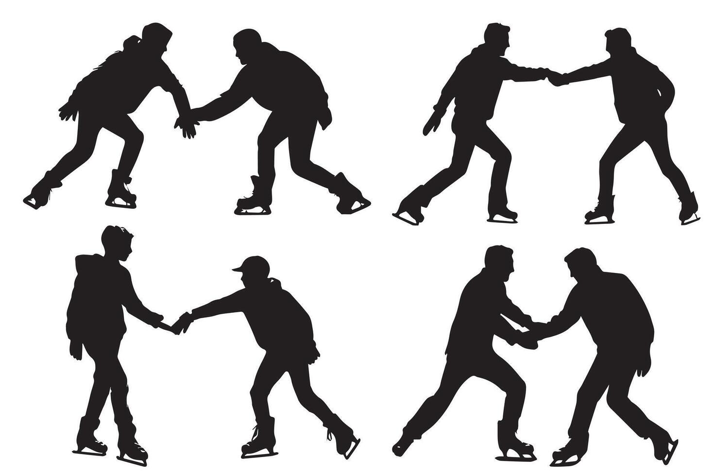 ijs het schaatsen silhouet bundel zwart silhouet pro ontwerp vector